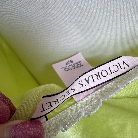 Neon Yellow Satin Slip Dress Lace Trim Y2K Victoria’s Secret Style S - Picture 9 of 9